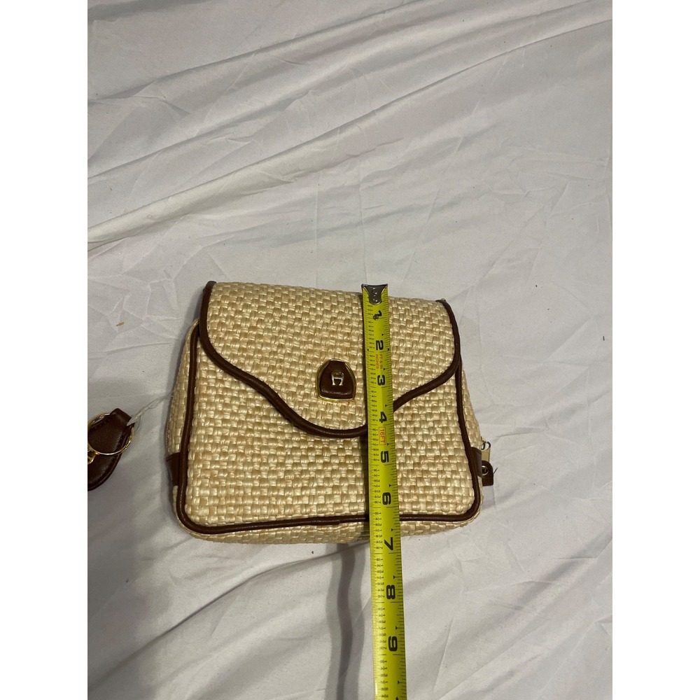 Etienne Aigner Handbag Women's Beige‎ Woven Straw Shoulder Strap Bag - Picture 7 of 8